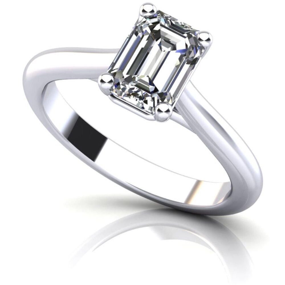 Emerald Cut Lab Diamond Solitaire Engagement Ring